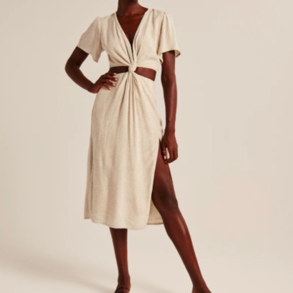 Abercrombie & Fitch Dresses & Skirts - Abercrombie & Fitch | Knot-Front Cutout Midi Dress - EUC